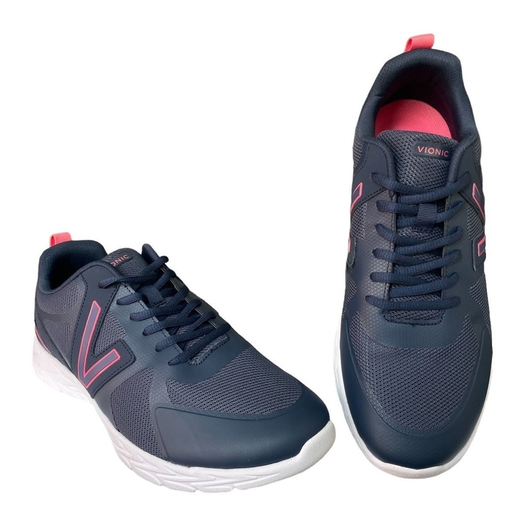 Vionic comfort running shoes sneakers woman’s Sz11 pink navy like new